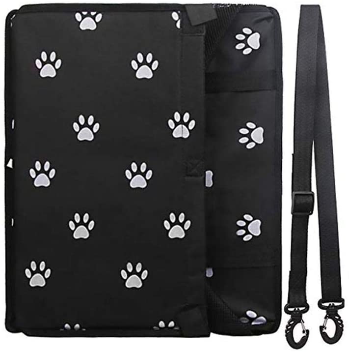  Slopow Asiento del Coche de Seguridad para Perro y Gato Mascotas Cubierta de Asiento Impermeable de Automóvil para Mascota Funda Protector de Coche Plegable con Cinturón de Seguridad (Negro & Blanco) 