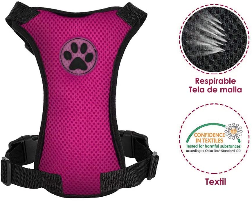  SlowTon Arnés de Coche para Perros con cinturón de Seguridad, Arnés de Seguridad para Perro, arnes Perro,Correa elástica Ajustable y Forro de Tela Transpirable en el vehículo 