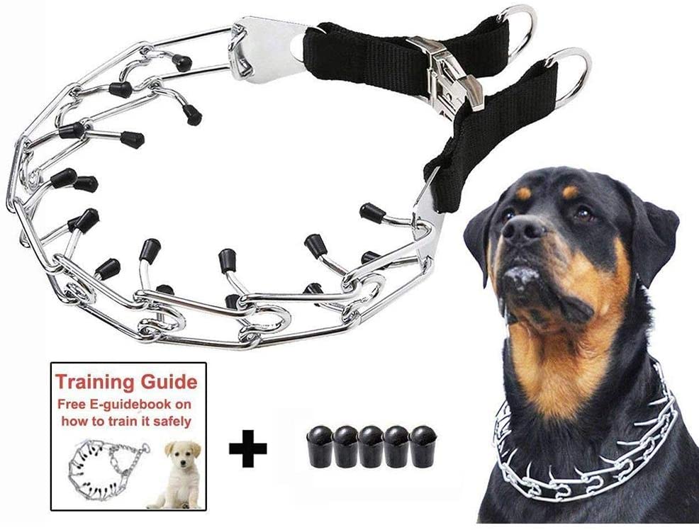  starter Collar Pinchos Perro,Collar Adiestramiento Perros - Collar De Cadena De Estimulación Especial para Perros De Entrenamiento con Cubierta Negra 