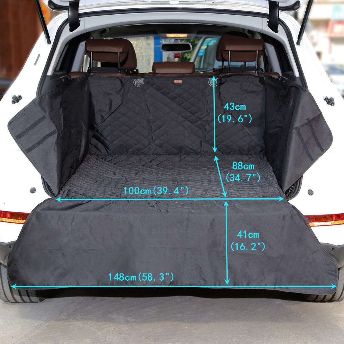  SUV Maletero de Coche Cubierta Tronco Estera Forro para Perros, AYADA Mascota Cubierta Asientos Coche Carga Protector Impermeable Antideslizante Durable adapta al área del tronco 88cm×100cm - Negro 