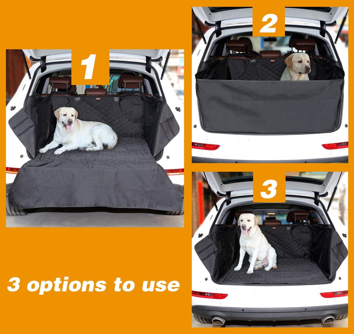  SUV Maletero de Coche Cubierta Tronco Estera Forro para Perros, AYADA Mascota Cubierta Asientos Coche Carga Protector Impermeable Antideslizante Durable adapta al área del tronco 88cm×100cm - Negro 