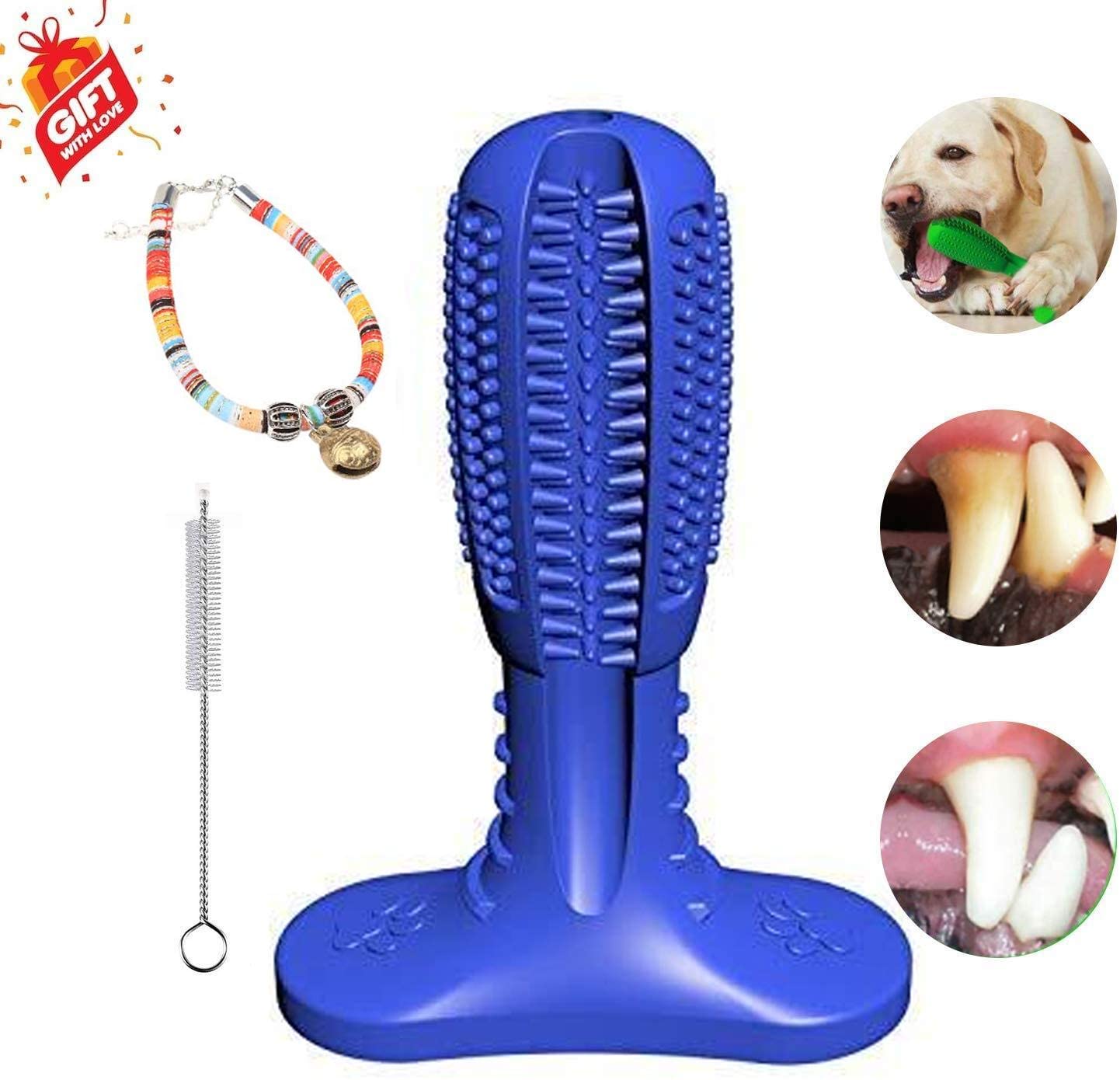  Sweetneed Cepillo de Dientes para Perro-Limpiador de Dientes de Perro- Limpieza de Dientes de Perro Juguetes para Masticar Cuidado Oral para Mascotas Regalo de Amante de los Animales （Verde Azul） 