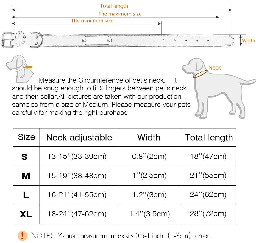  TagME Collar de Perro de Cuero Personalizado,Placa de Identificación Grabada con Nombre y número de Teléfono,Se Adapta a Perros Medianos,Rojo Coral 