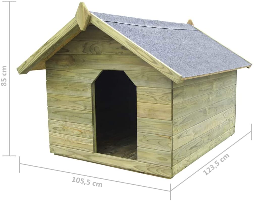  Tidyard Casas de Perros para Jardín,Caseta de Exterior para Perros,Apertura de Techo,Impermeable y Resistente Intemperie y Putrefacción,Madera Pino Impregnada 105,5x123,5x85cm 