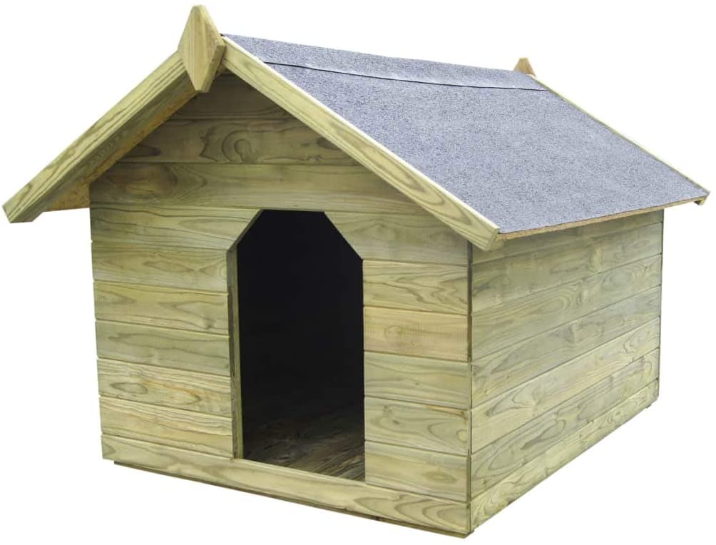  Tidyard Casas de Perros para Jardín,Caseta de Exterior para Perros,Apertura de Techo,Impermeable y Resistente Intemperie y Putrefacción,Madera Pino Impregnada 105,5x123,5x85cm 