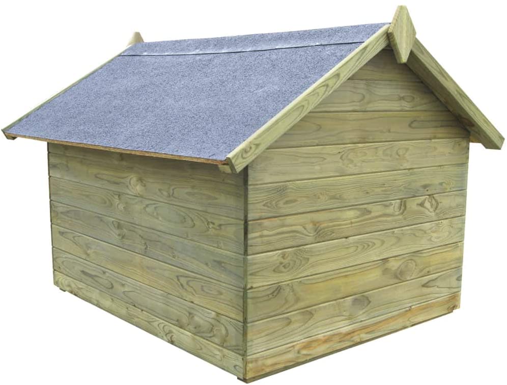  Tidyard Casas de Perros para Jardín,Caseta de Exterior para Perros,Apertura de Techo,Impermeable y Resistente Intemperie y Putrefacción,Madera Pino Impregnada 105,5x123,5x85cm 