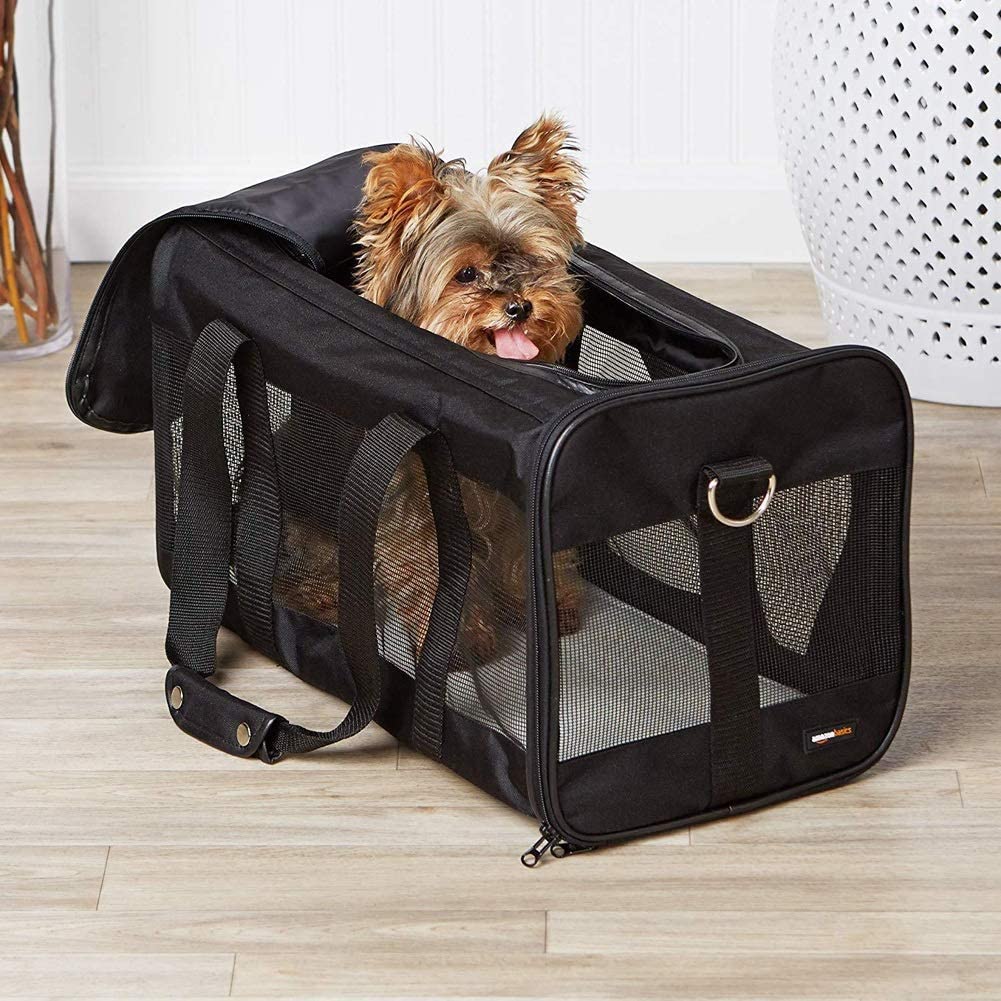  Transportín perro Gato Bolsa del animal doméstico, los paneles laterales blandos, perro portador del gato bolso de viaje Bolsas Ligera aerolínea Aprobado viaje del gato animal doméstico del perro 43 * 