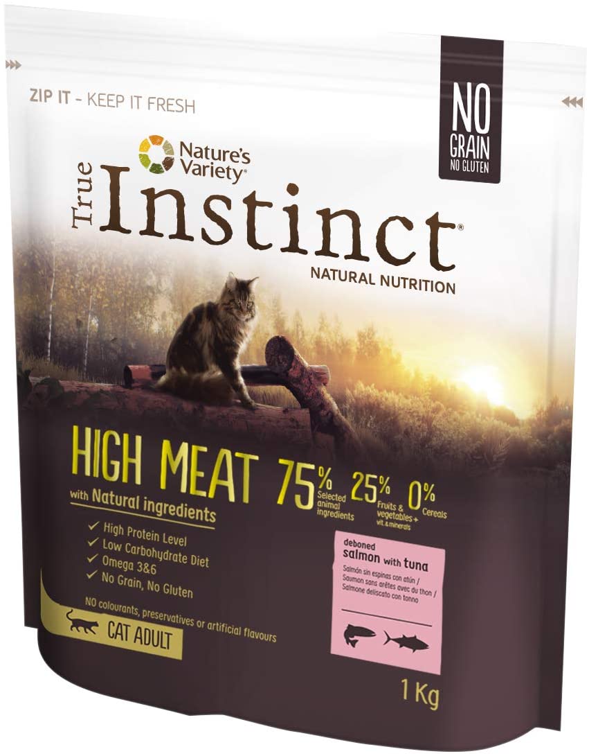  True Instinct High Meat - Pienso para Gatos Adultos con Salmón sin espinas y atún- 1 kg 