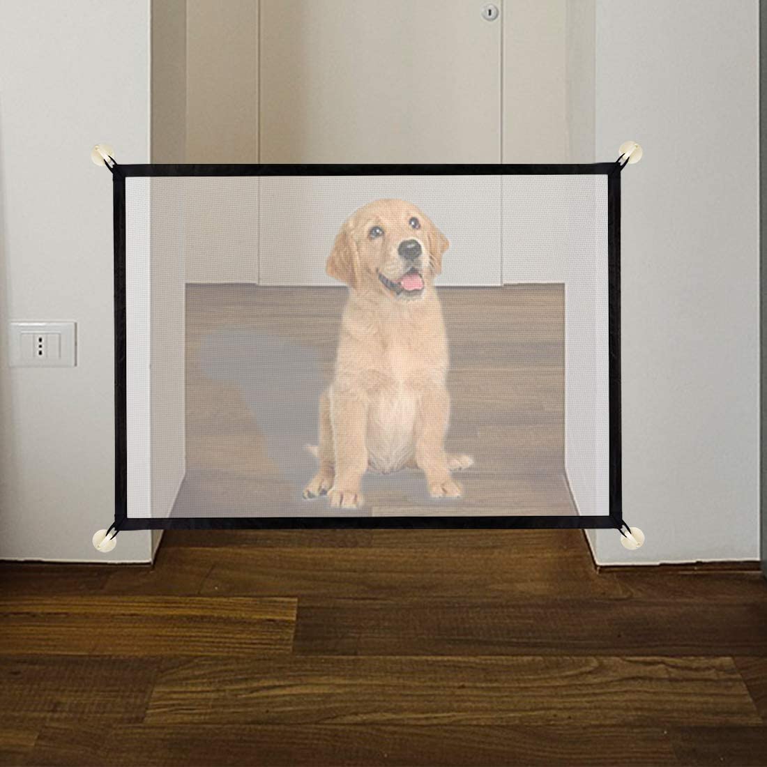  U-picks Puerta mágica para Perros, Puerta Plegable portátil para Perros, Puerta de Escalera para Mascotas, Seguro para Instalar en Interiores y Exteriores, para Perros y Gatos, bebés – 110 x 72 cm 