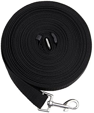  UEETEK Correa de Perro Mascota en Nylon Mascota Adiestramiento Cuerda Ajustable 15m 50 Pies Negro 