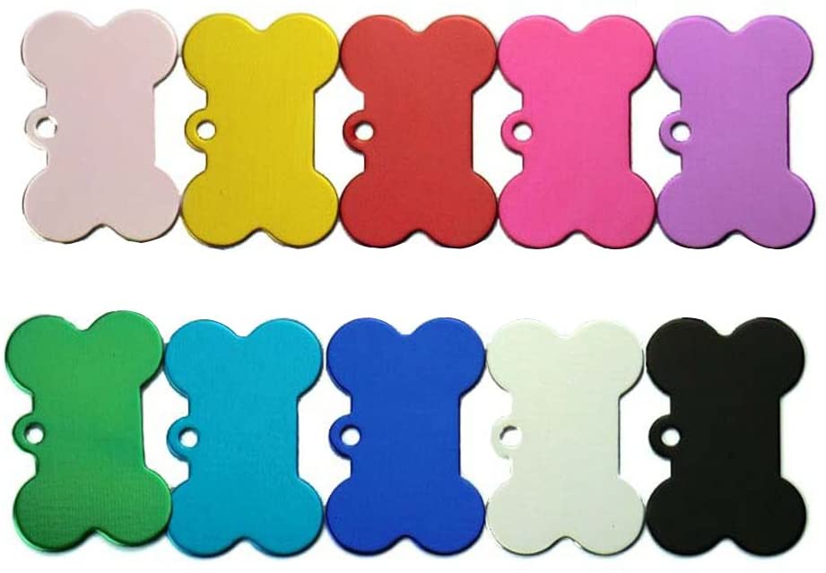  UEETEK Placas de identificación perro etiquetas del mascotas Forma de hueso para gatos Perrito 10 piezas 