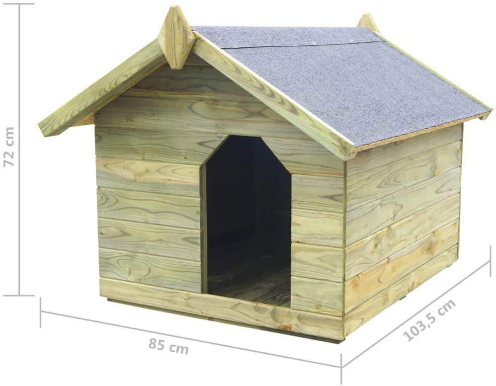  Wakects Caseta para Perros de Exterior, caseta para Perros con Techo abatible, caseta para Perros de Madera impregnada con FSC, Impermeable, fácil Mantenimiento, 85 x 103,5 x 72 cm 