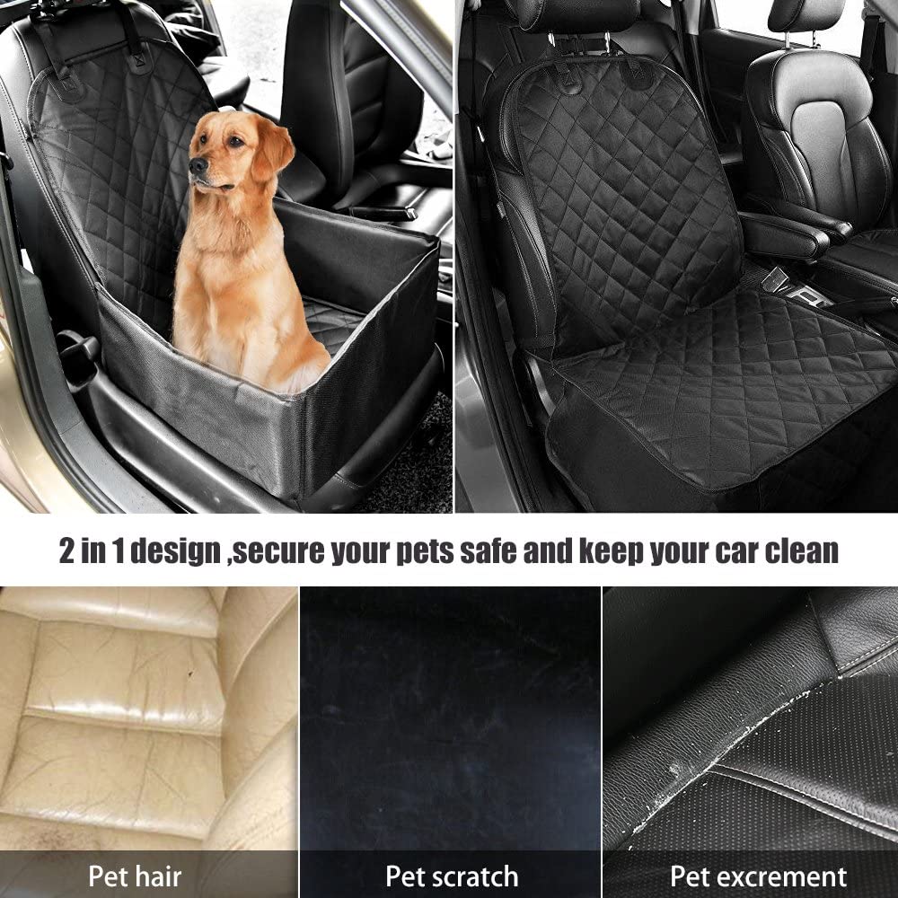  WZTO Protector de Coche para Perro, Asiento de Perro Impermeable Cubierta Antideslizante Durable Protector de Mascotas de Estilo Hamaca Universal con Cinturón de Seguridad 