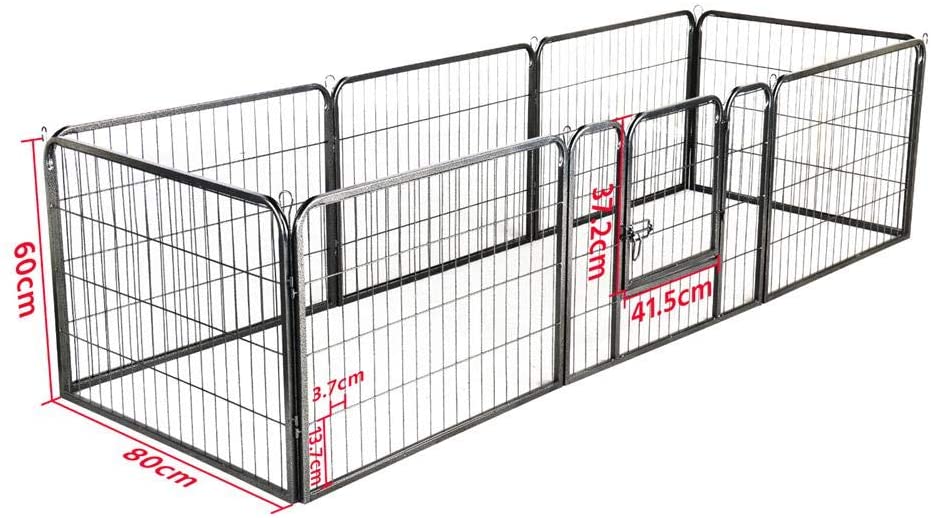  Yaheetech 8 Piezas 80 x 60 cm Parque Jaula para Perros Corral Plegable Valla para Mascota 