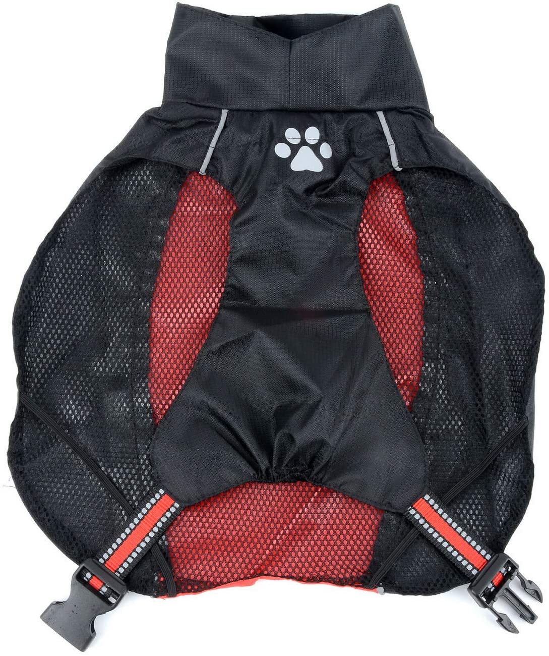  ZUNEA Impermeable Chubasqueros para Perros Grande Mediano Reflectante Chaleco Ligero con Forro de Malla Transpirable Chaqueta de Seguridad para Lluvia Resistente al Viento Ropa Rojo 3XL 