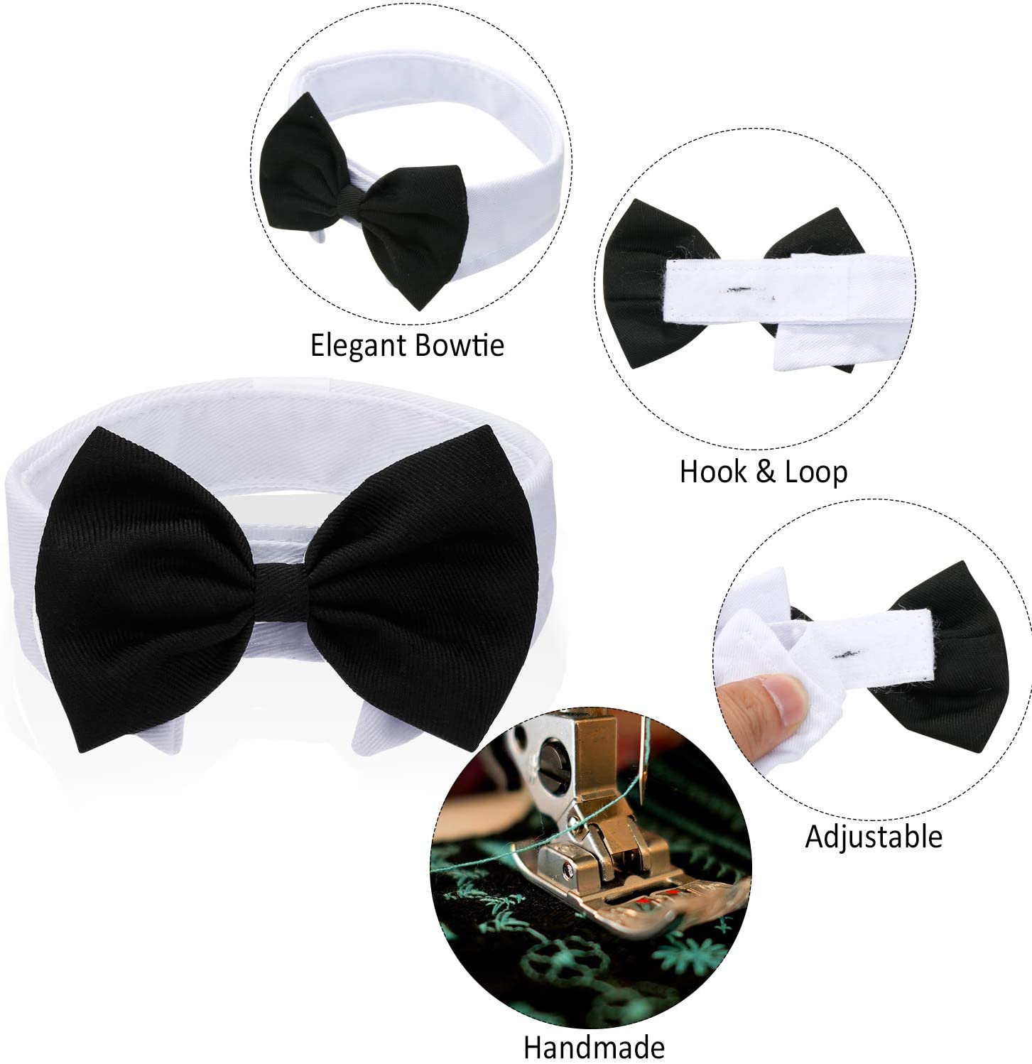  4 Piezas de Pajarita de Mascotas Corbata Ajustable Collar de Perro Formal para Perros Pequeños y Gatos Corbatas de Aseo para Cachorros Accesorios de Fiesta (S, Negro, Rojo, Rojo Blanco, Azul Blanco) 