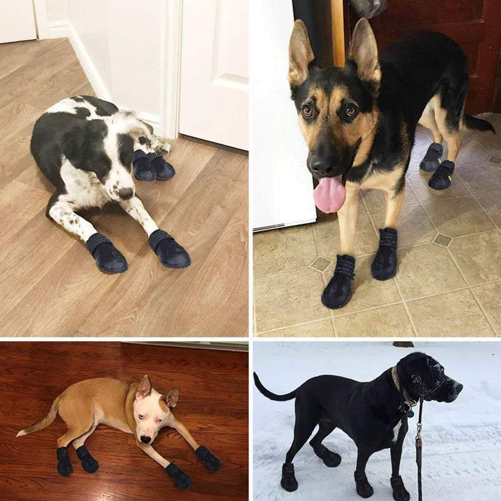  ACAMPTAR Zapatos Prueba de Agua Transpirables Botas Antideslizantes para Perros con Correa Reflectante Botas de Nieve Cálidas de Invierno para Perros Peque？os, Medianos y Grandes 8 