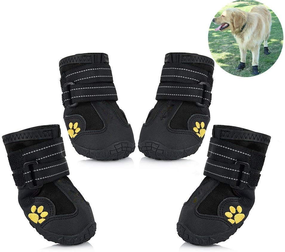  ACAMPTAR Zapatos Prueba de Agua Transpirables Botas Antideslizantes para Perros con Correa Reflectante Botas de Nieve Cálidas de Invierno para Perros Peque？os, Medianos y Grandes 8 