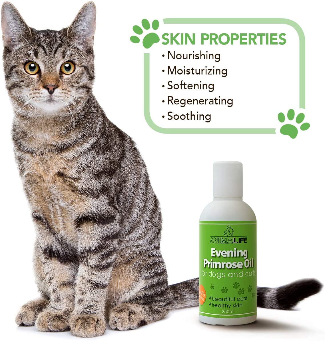  Aceite de Onagra para Perros & Gatos 250ml - 100% Natural - Vitaminas - Minerales - Omega 3 6 9 - Suplementos Alimenticios para Mascotas - Promueve un Pelo y Piel Saludables - Evening Primrose Oil 