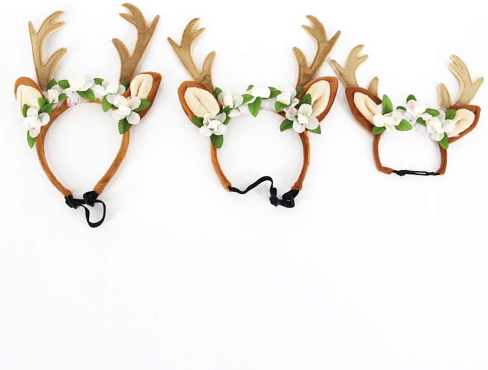  AchidistviQ - Diadema de Navidad con diseño de Orejas de Reno para decoración de Mascotas, Small 