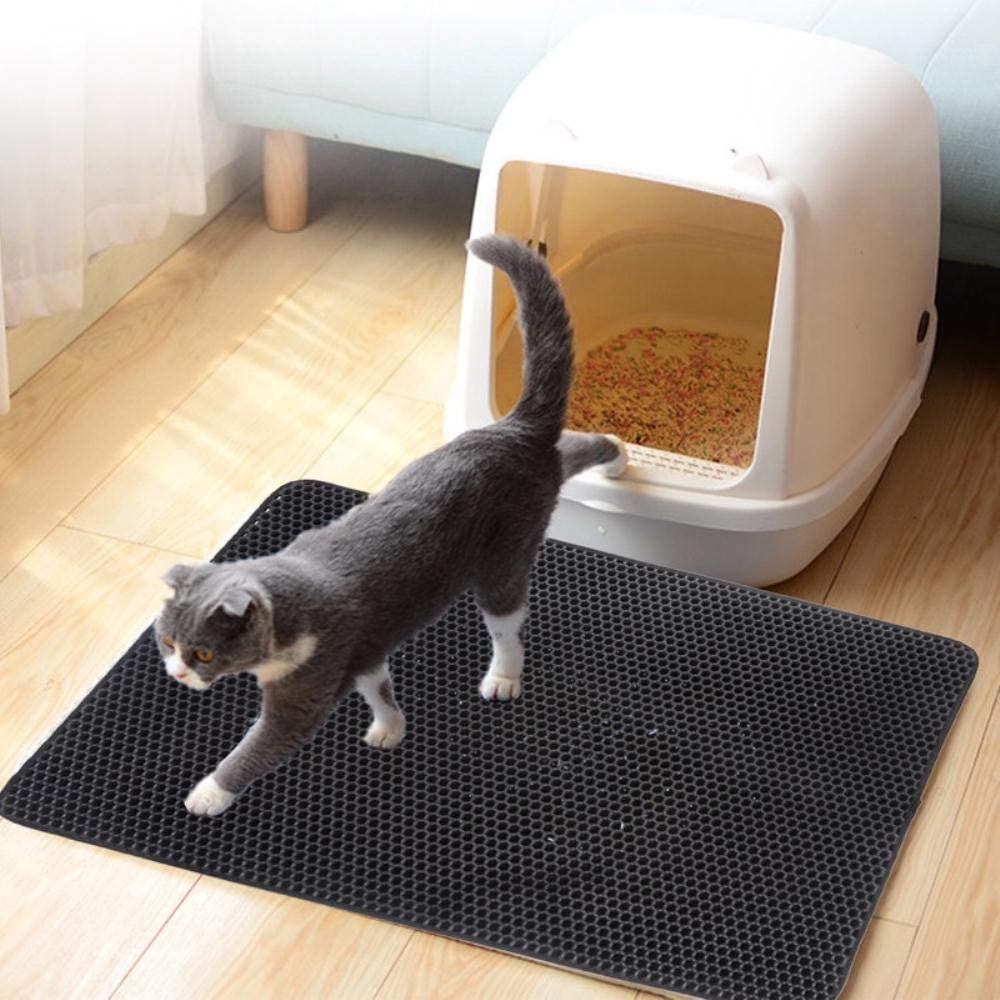  Alfombrilla para gatos impermeable para mascotas Trampa de doble capa Perro para gatos Alfombrilla para gatos Alfombrillas para inodoro Alfombrilla antideslizante para gatos, gris, 45x60 cm, China 