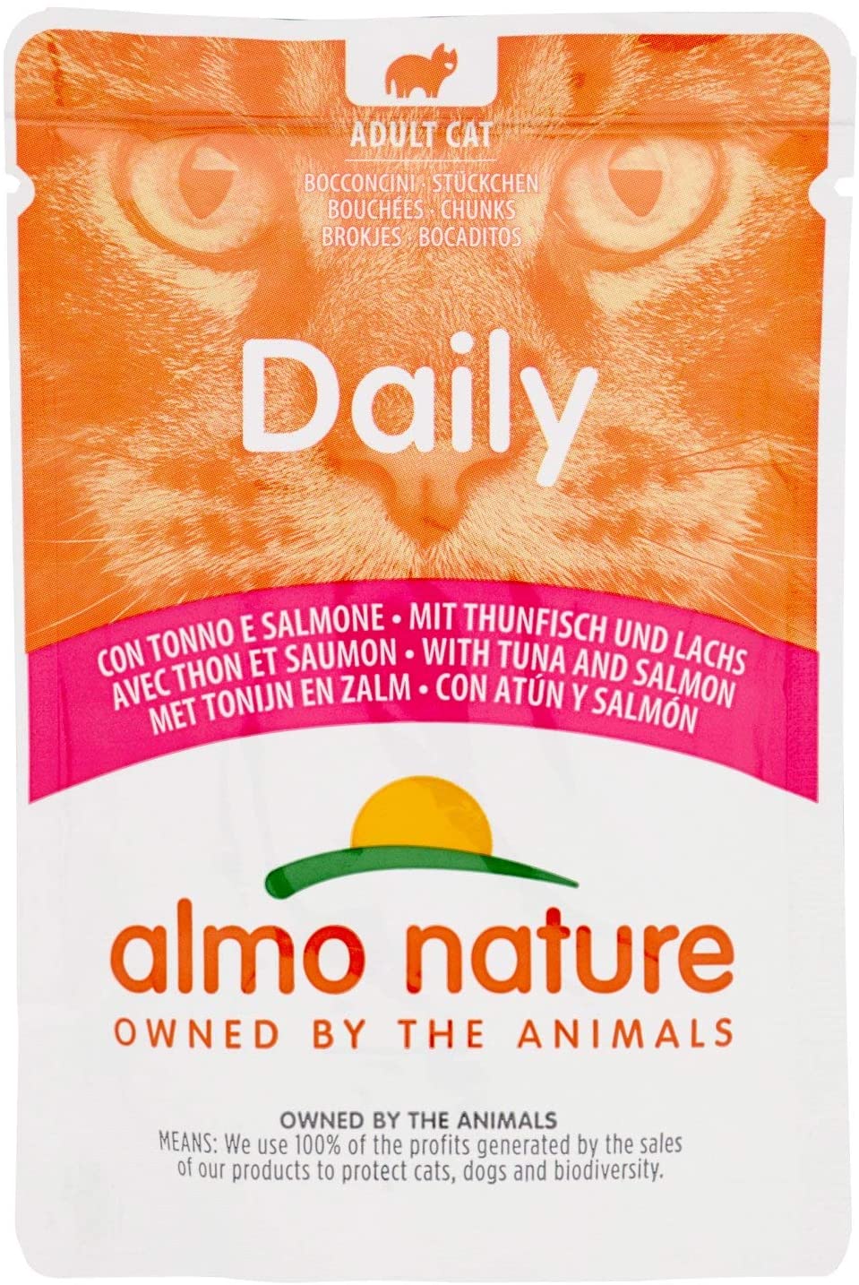  almo nature - Comida Diaria para Gatos con túnel y salmón, 70 g, 30 Unidades 