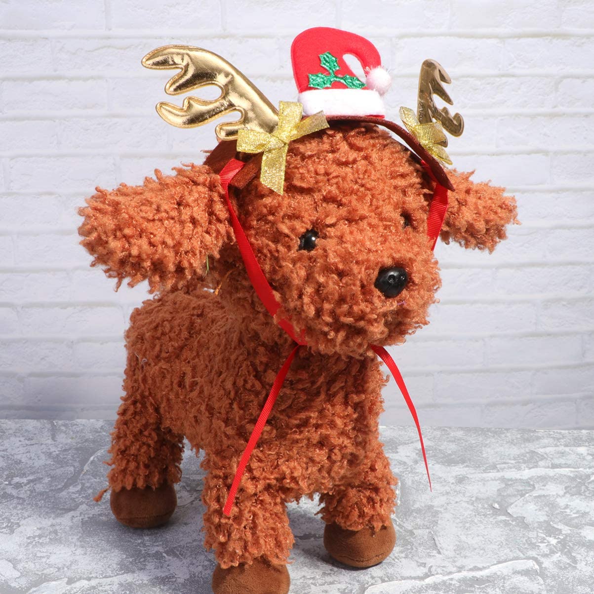  Amosfun Diademas para Mascotas de Navidad Diadema de Renos con Brillo Diademas Diademas de Alces para Mascotas Aros para el Pelo de Orejas de Perro de Navidad para Regalo de Gato de Perro de Navidad 