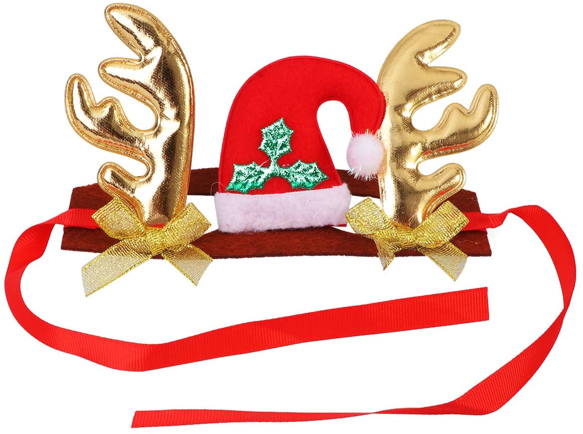  Amosfun Diademas para Mascotas de Navidad Diadema de Renos con Brillo Diademas Diademas de Alces para Mascotas Aros para el Pelo de Orejas de Perro de Navidad para Regalo de Gato de Perro de Navidad 