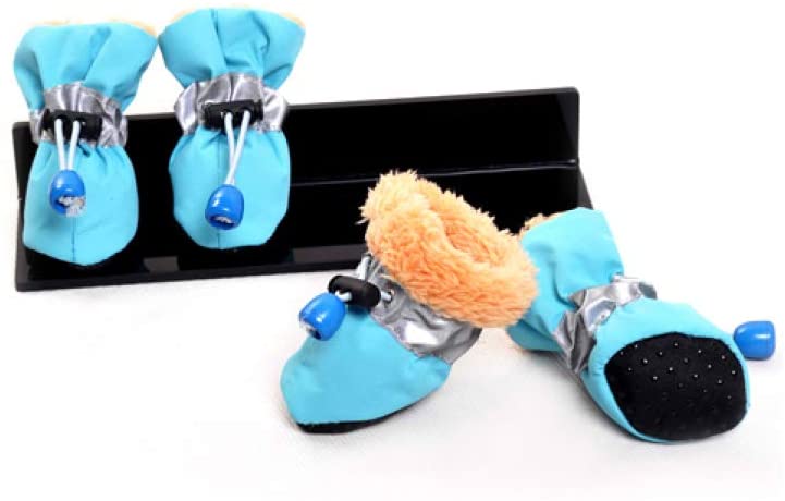  AMURAO 4Pcs / Set Zapatos para Mascotas de Invierno Botas Impermeables para Perros Grandes Algodón Antideslizante para Botines de Nieve Bulldog 