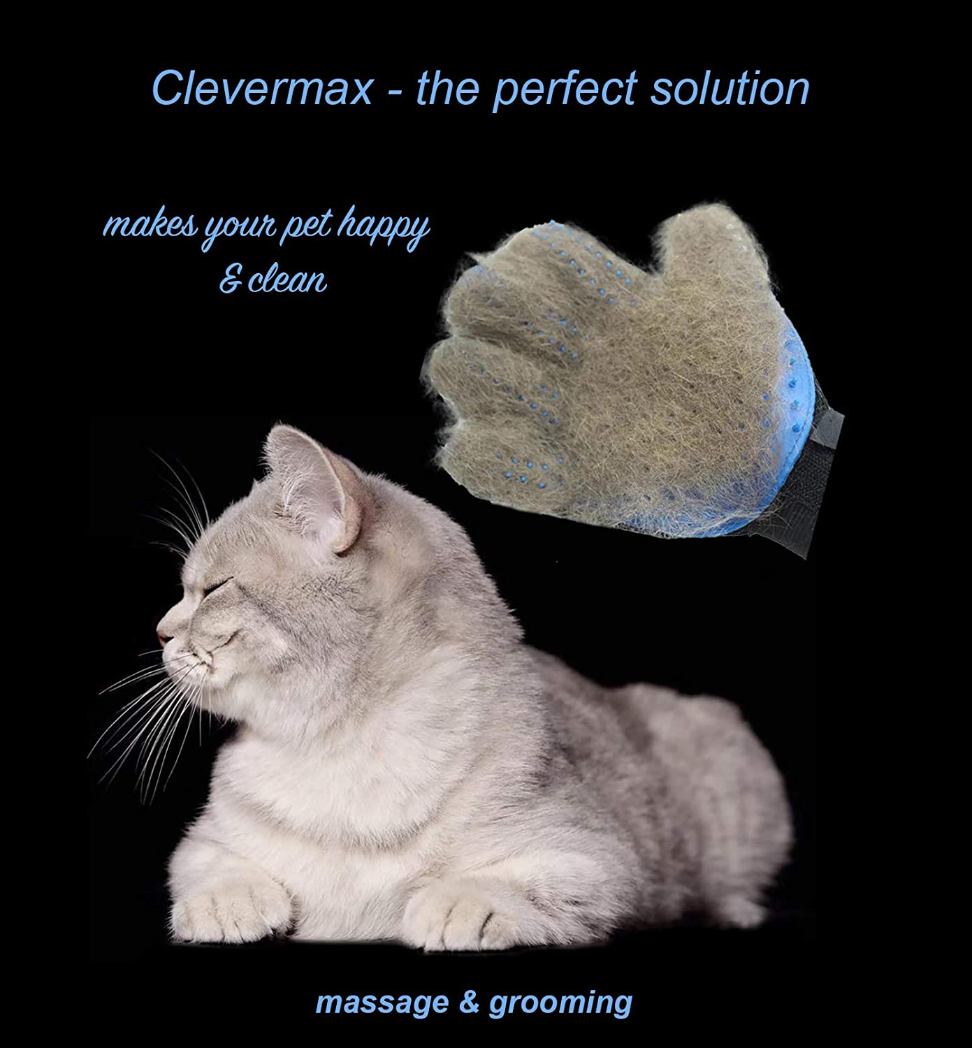  Angel's Pride Clevermax - Guante para Mascotas de Doble Cara, Cepillo y quitapelos para el Pelo y los Muebles, para Perros, Gatos, Caballos, masajes de baño, Pelo Largo y Corto 