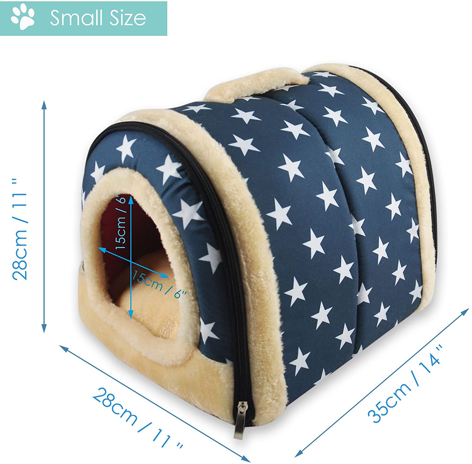  ANPI 2 en 1 Casa y Sofá para Mascotas, Lavable a Máquina Casa Cama de Perro Gato Puppy Conejo Mascota Antideslizante Plegable Suave Calentar con Cojín Extraíble Colchón, 3 Tamaños 