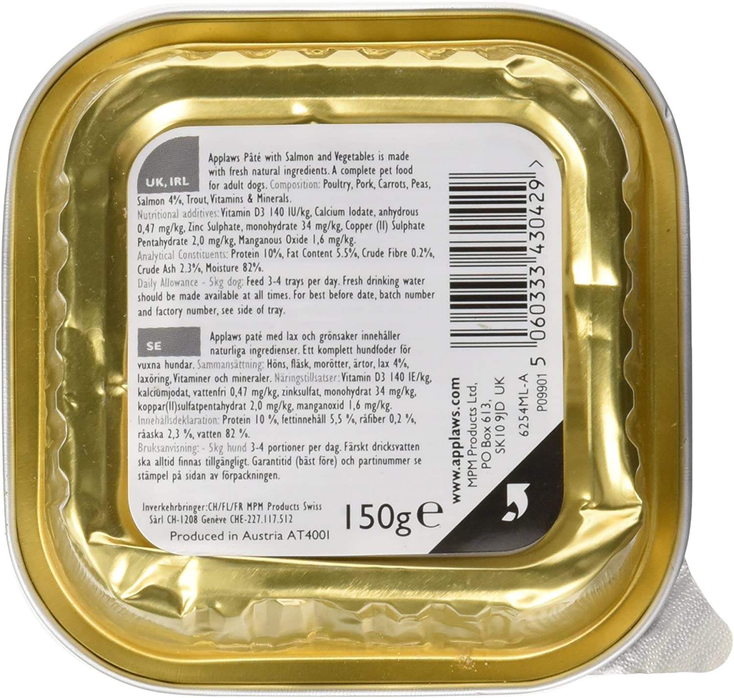  Applaws Dog Salmón Verduras Paté 150 gr 