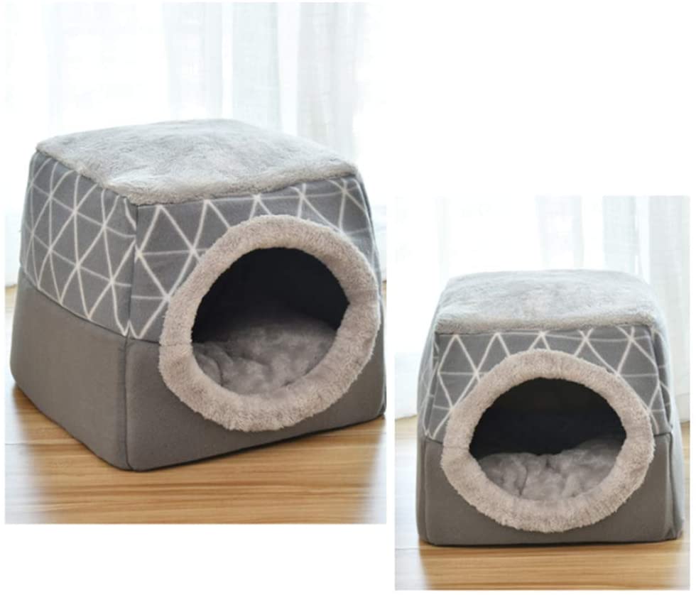  Asdomo Cama Relajante para Perros y Gatos, Cama Redonda Plegable Cerrada, cálida y Suave, de Felpa cómoda para Dormir en Invierno, Color Negro 