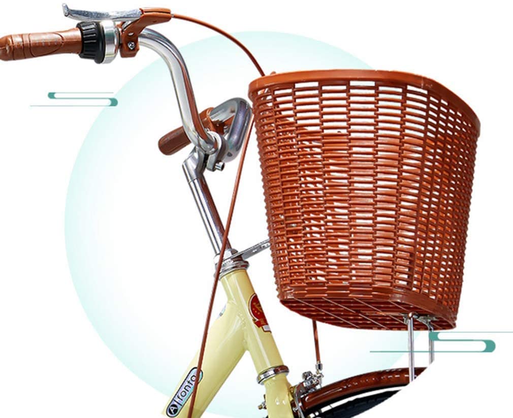  AWSW Cesta Delantera de Bicicleta de Mimbre Tradicional Correas de Cuero Cesta Delantera de Bicicleta Cesta de Bicicleta Cesta Plegable de Bicicleta, Cesta Multiusos con asa para Bicicleta 