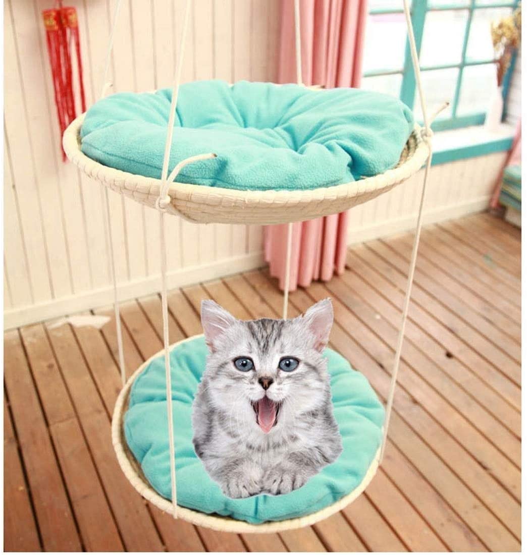  AYWJ Cama de Escalada Gato Pajita Hamaca Gato Mascota Desmontable Acogedor no tóxico cojín (Color : A, Size : Two Floors) 