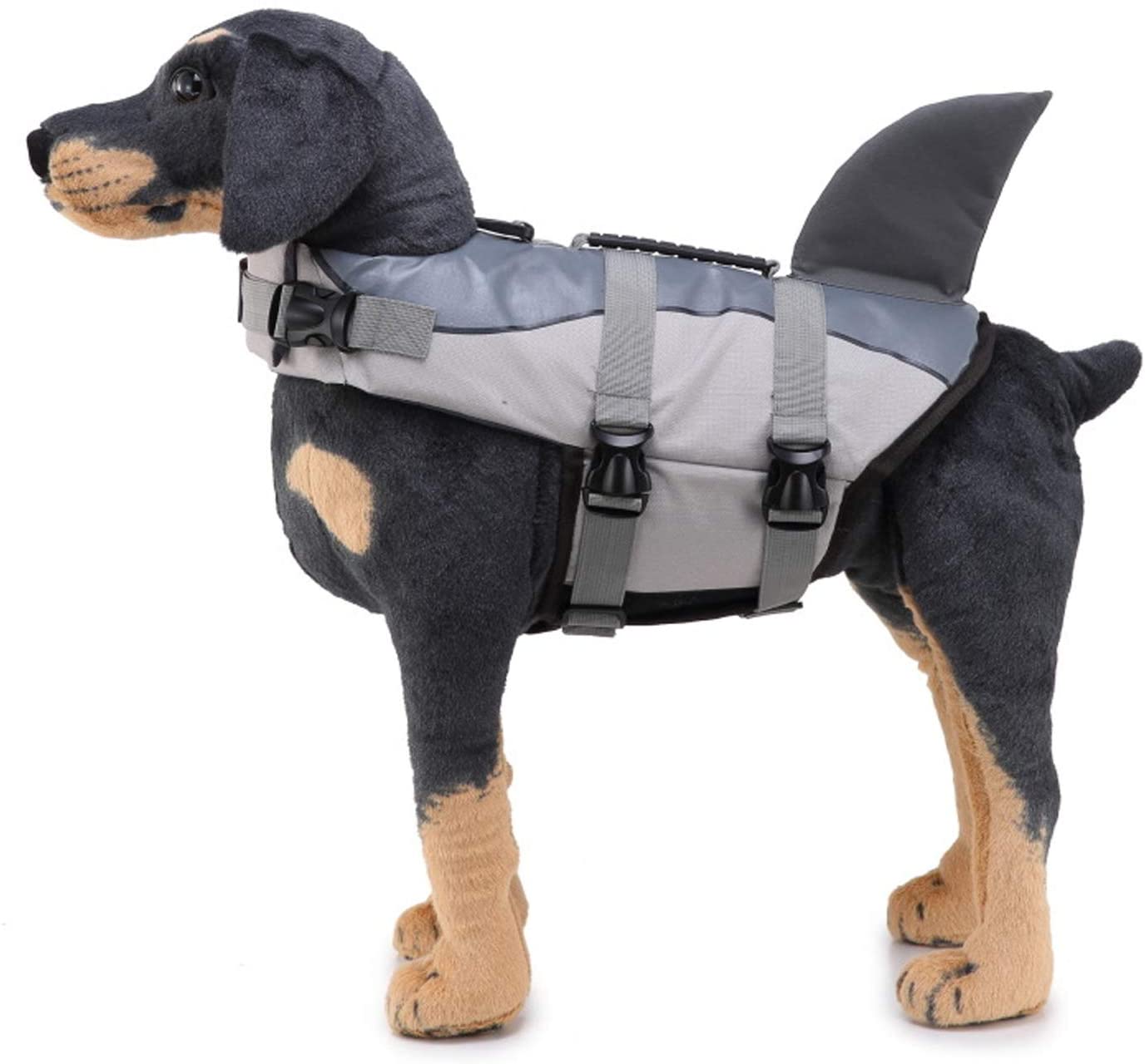  Beetest ES Moda tiburón Lindo Forma Perro Vida Chaleco Chaqueta Saver Preserver para 6-9kg Poodle Maltés Boston Terrier Miniatura Schnauzer Gris 