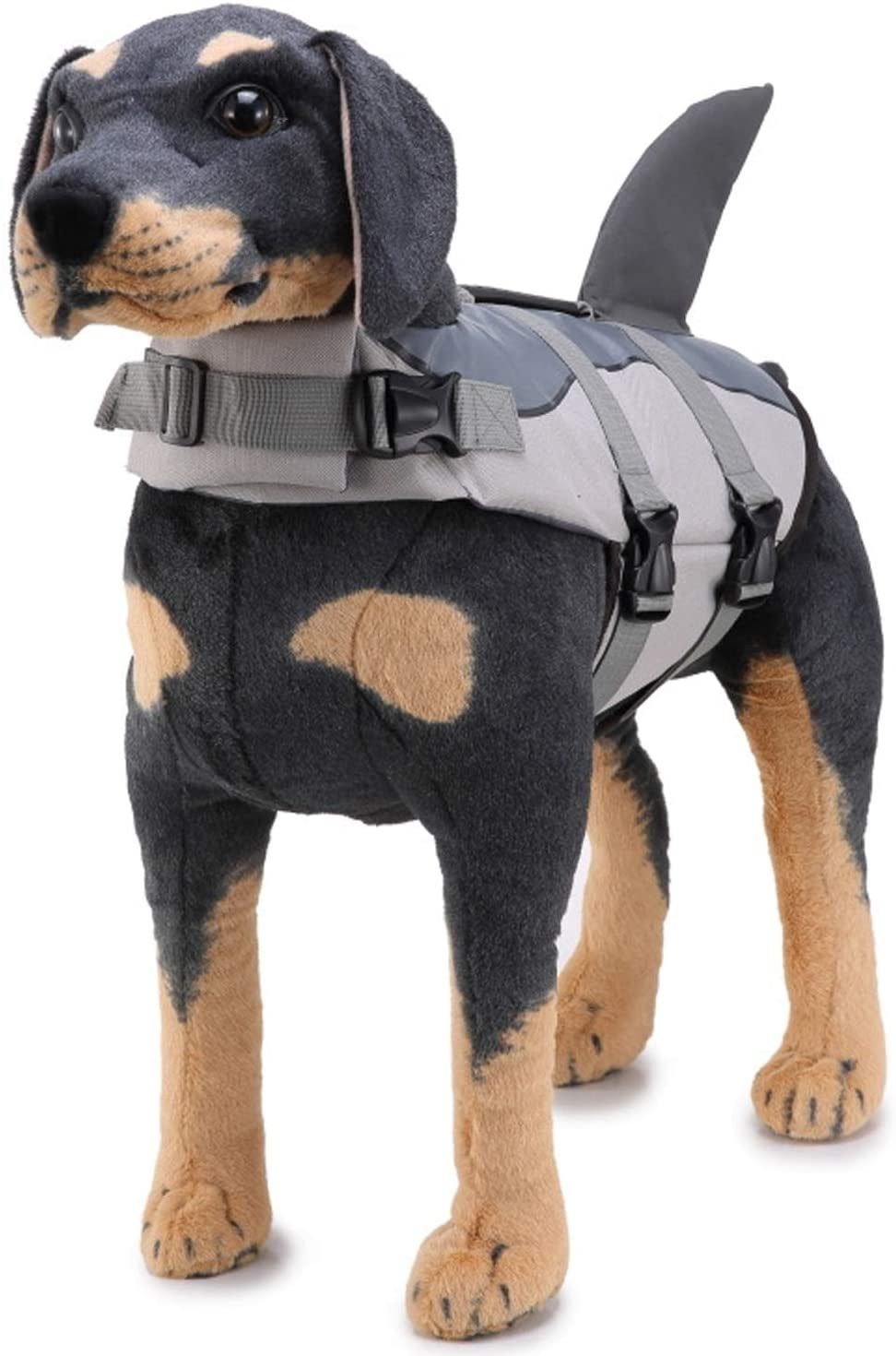  Beetest ES Moda tiburón Lindo Forma Perro Vida Chaleco Chaqueta Saver Preserver para 6-9kg Poodle Maltés Boston Terrier Miniatura Schnauzer Gris 