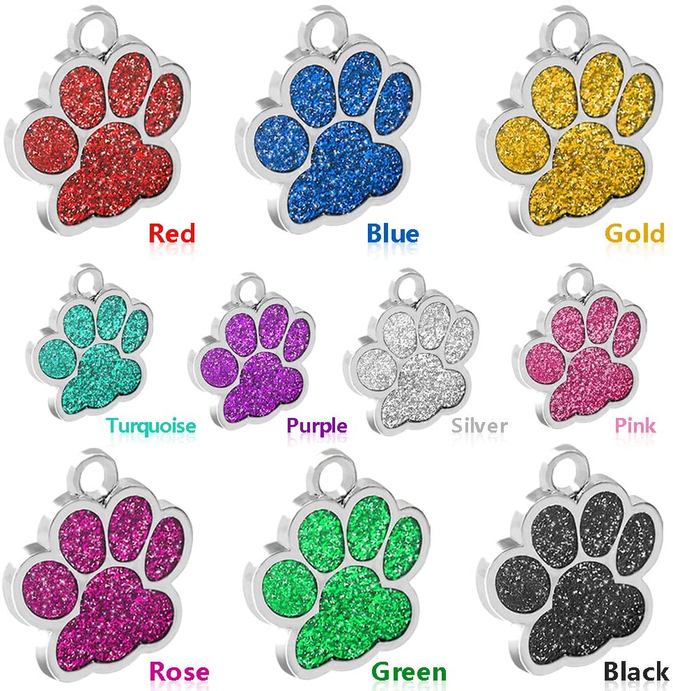  Beirui Placas de identificación Huellas Personalizadas en Acero Inoxidable de 24 mm para Perros y Gatos, con Grabado láser, Azul, S (0.9" diámetro) 