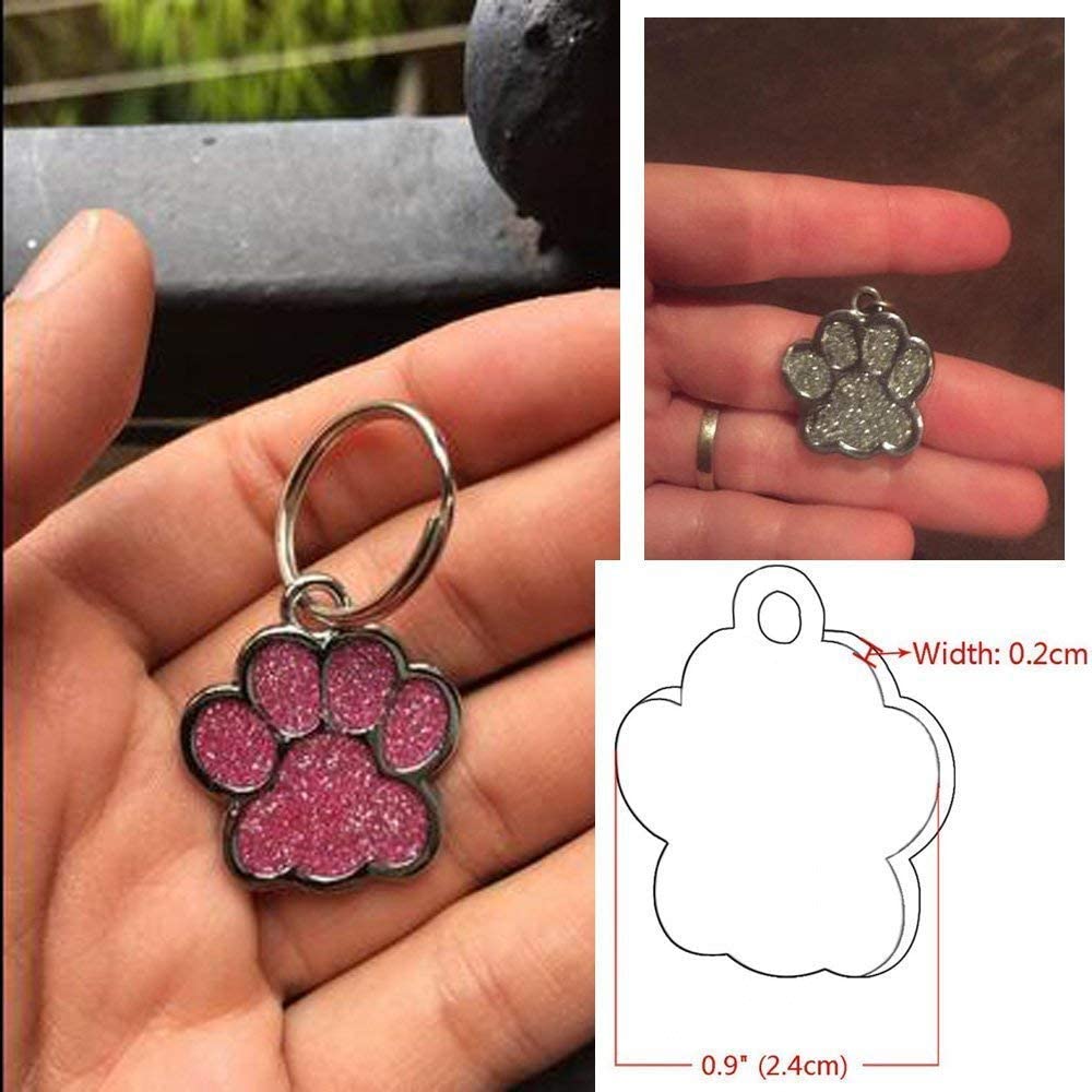  Beirui Placas de identificación Huellas Personalizadas en Acero Inoxidable de 24 mm para Perros y Gatos, con Grabado láser, Azul, S (0.9" diámetro) 