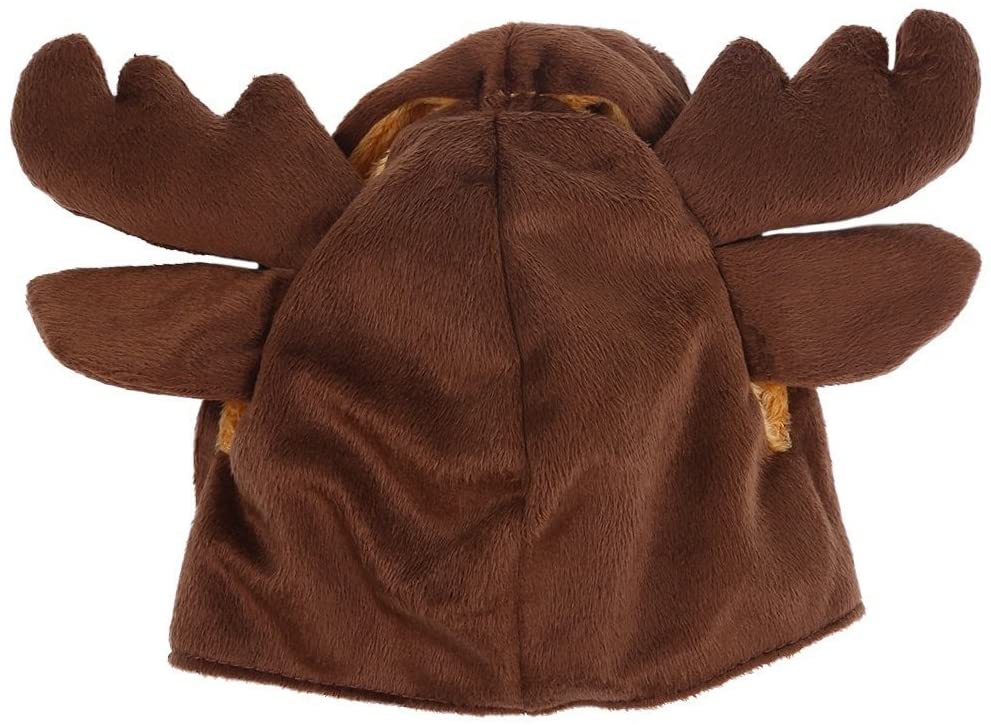  Bello Luna Casquillo del sombrero del alce del animal doméstico para el pequeño perro y el gato, sombrero de las astas del animal doméstico Vestido del partido del traje de Cosplay-Brown (M) 