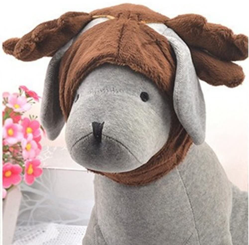  Bello Luna Casquillo del sombrero del alce del animal doméstico para el pequeño perro y el gato, sombrero de las astas del animal doméstico Vestido del partido del traje de Cosplay-Brown (M) 