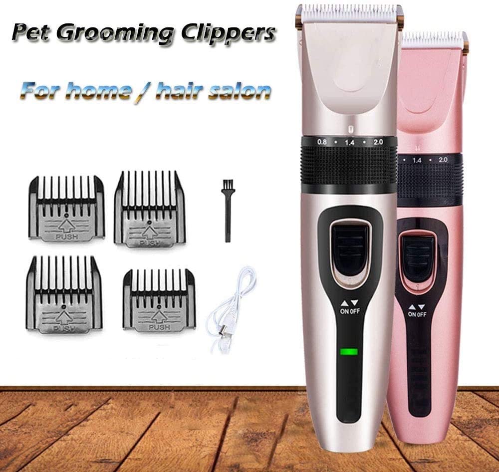  Big Shark Pet Clipper Pelo de Perro máquina de Afeitar de Clippers bajo Ruido USB inalámbrica a Prueba de Agua inalámbrico Recargable eléctrico Quiet Clippers de Pelo for Mascotas (Color : Pink) 