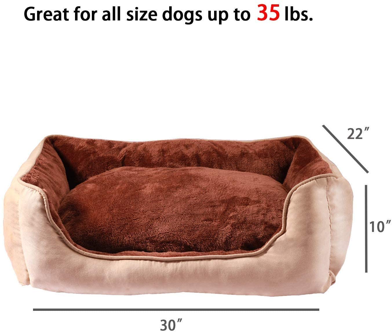  BIGLUFU Casa Cómoda para Mascotas, Cama para Perros, Sofá para Perros (L, Marrón) 