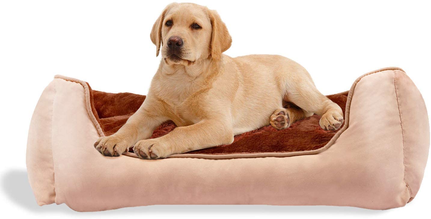  BIGLUFU Casa Cómoda para Mascotas, Cama para Perros, Sofá para Perros (L, Marrón) 