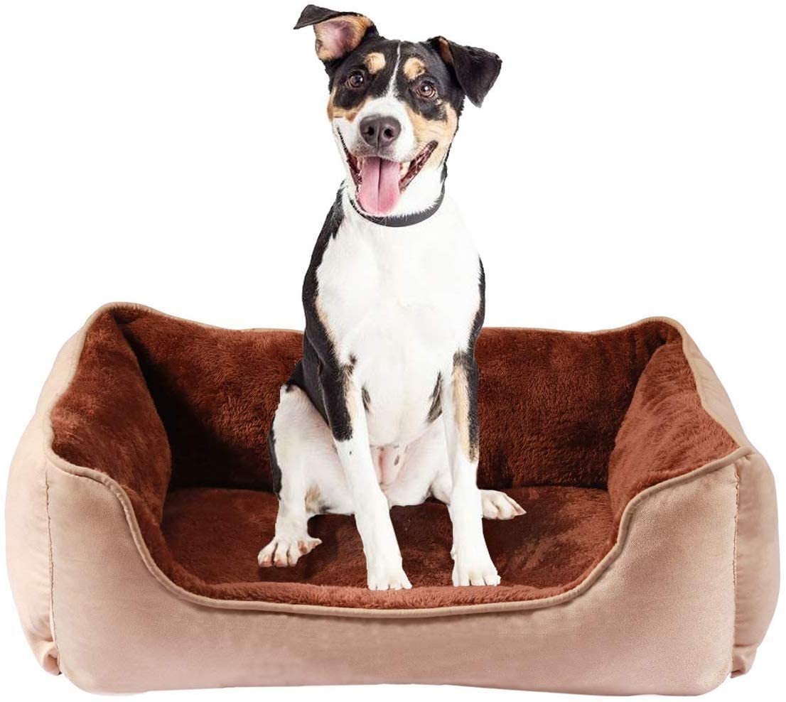  BIGLUFU Casa Cómoda para Mascotas, Cama para Perros, Sofá para Perros (S, Marrón) 