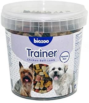  BIOZOO - Snack Premio Educativo Aperitivo Trainer DE Pollo - Buey - Cordero para Perros 300 GRS 