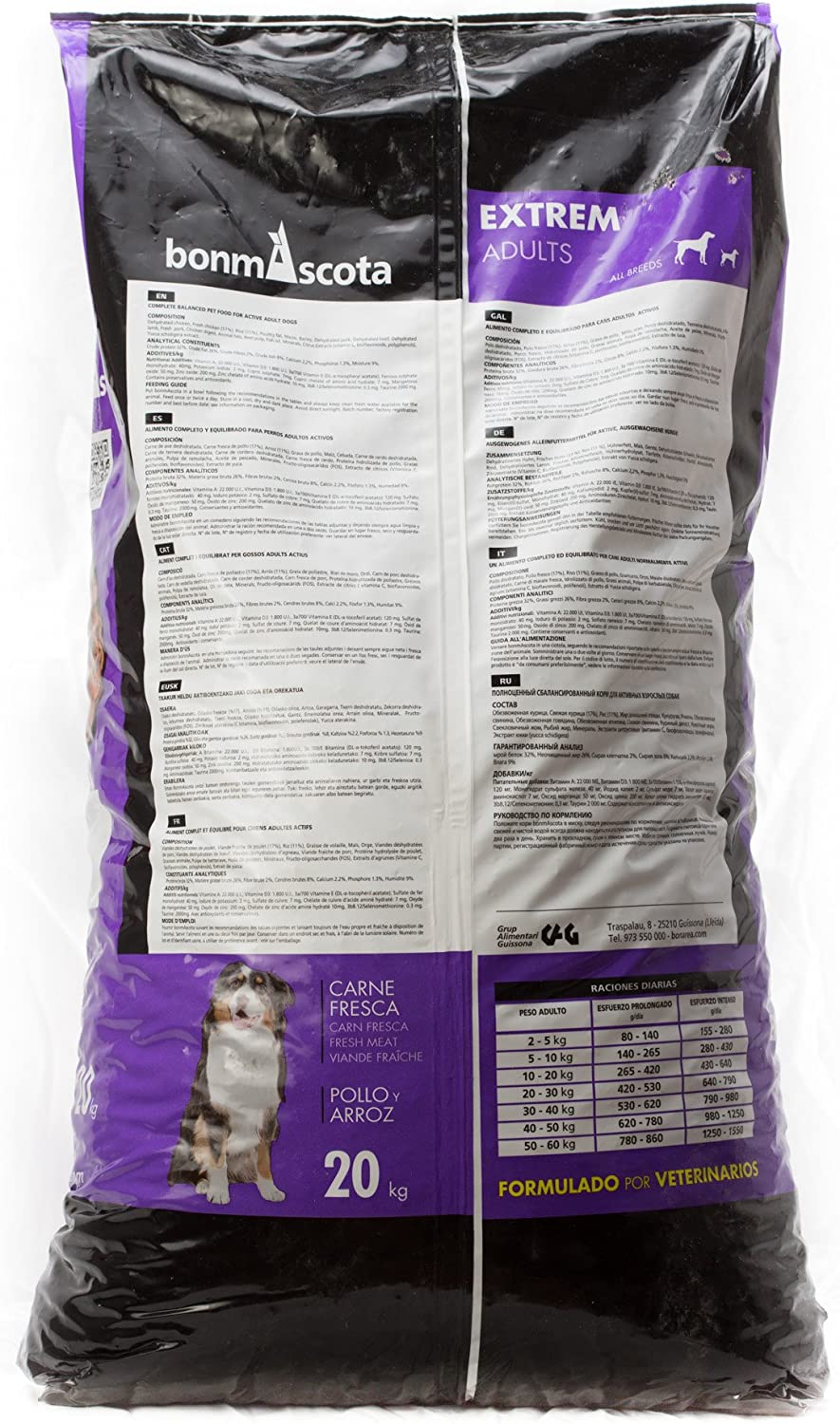  bonmascota Premium trockenfutter Extremadamente adults 20 kg – weizenfreies Perros Forro, con alto Porcentaje Carne 