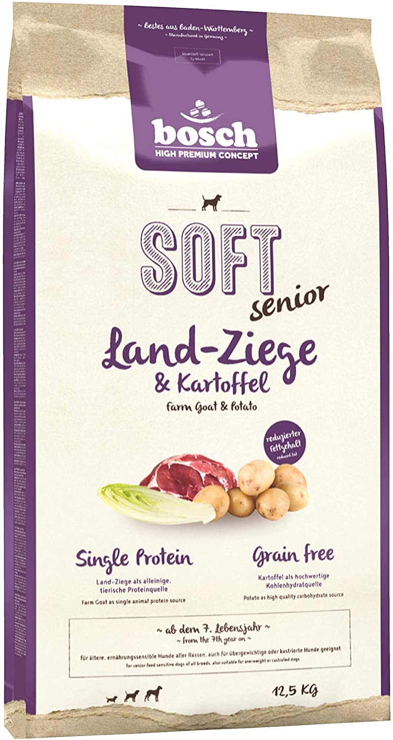  bosch HPC SOFT Senior | Cabra y Patata | comida semihúmeda para perros mayores de todas las razas y perros sensibles desde el punto de vista nutricional | Single Protein | Sin Cereales | 12,5 kg 