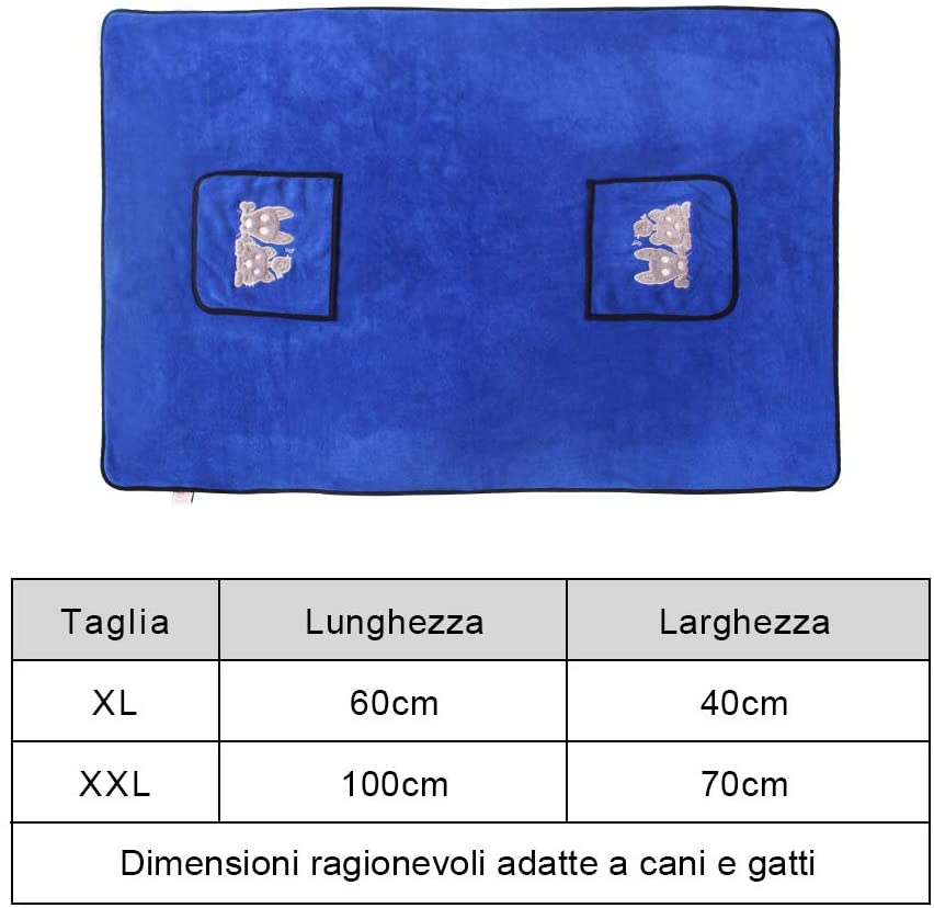  Bravpet Toalla de secado para mascotas Manta para perro Microfibra Albornoz para perro Cachorro Gato Toalla absorbente de secado rápido Toalla de baño súper suave Lavable a máquina para perros, gatos 