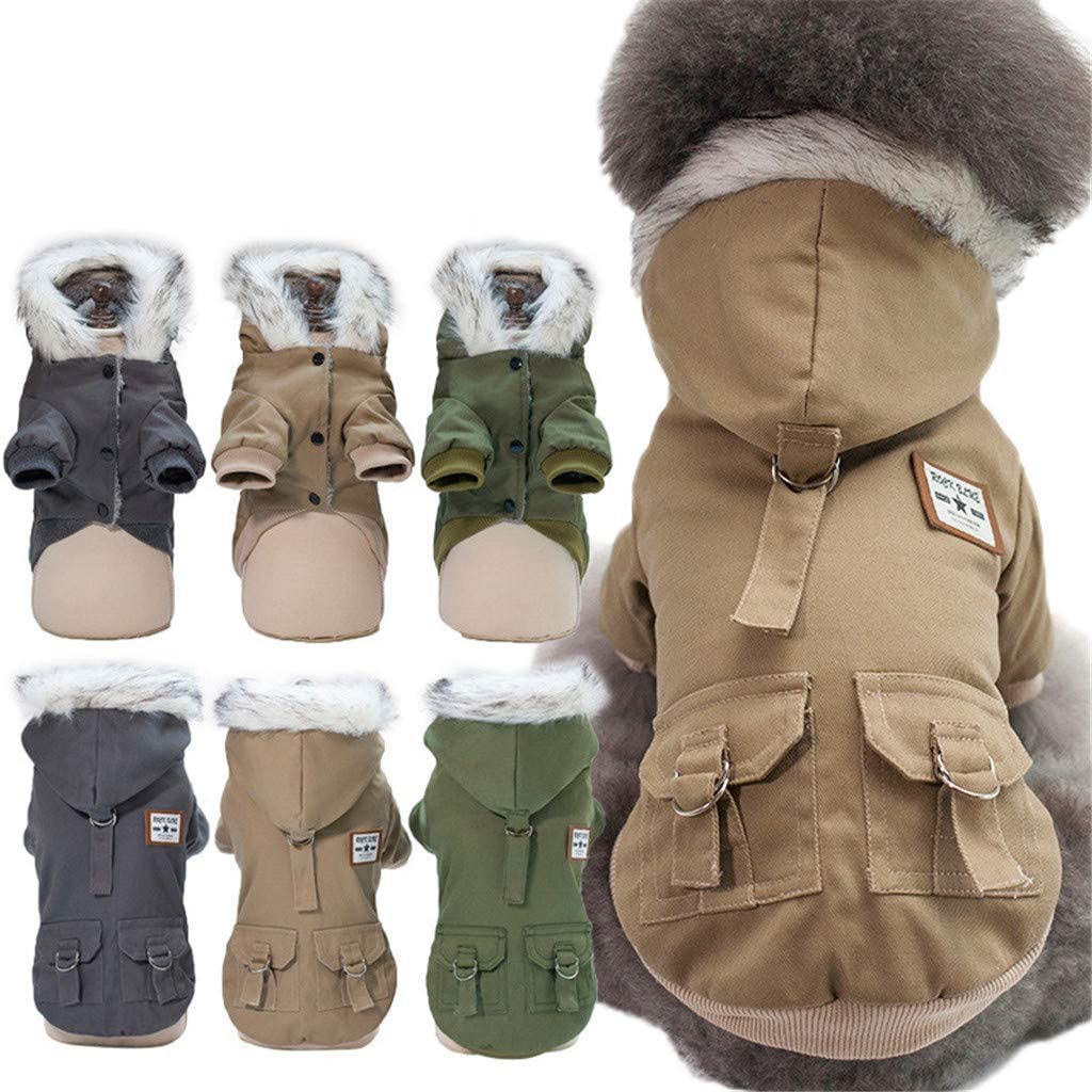  BXFUL Ropa para Perros Ropa De Invierno, Mascotas Militar Capa De La Chaqueta De La Chaqueta del Chaleco Ropa De Invierno, Conveniente para Pequeñas, Medianas Y Grandes Perros (XL,Verde) 